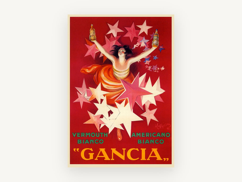 Gancia Starburst Lady, vintage canvas wall art print, front view