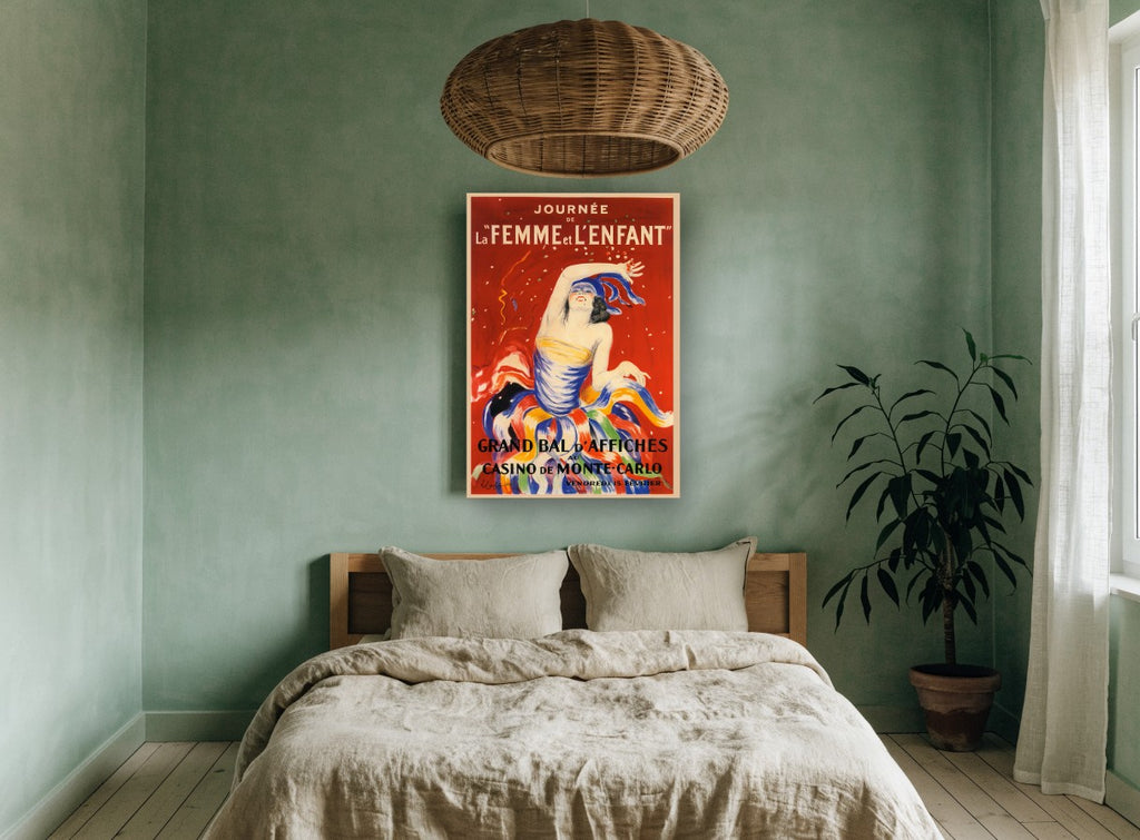 Bal at Monte-Carlo vintage canvas print on the wall of a bedroom