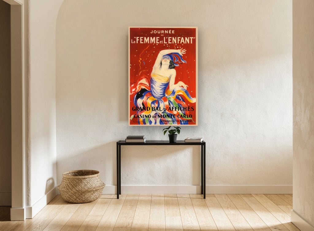 Bal at Monte-Carlo vintage canvas print on the wall of a hallway