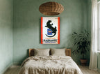 Cat on the Radiante vintage canvas print on the wall of a bedroom