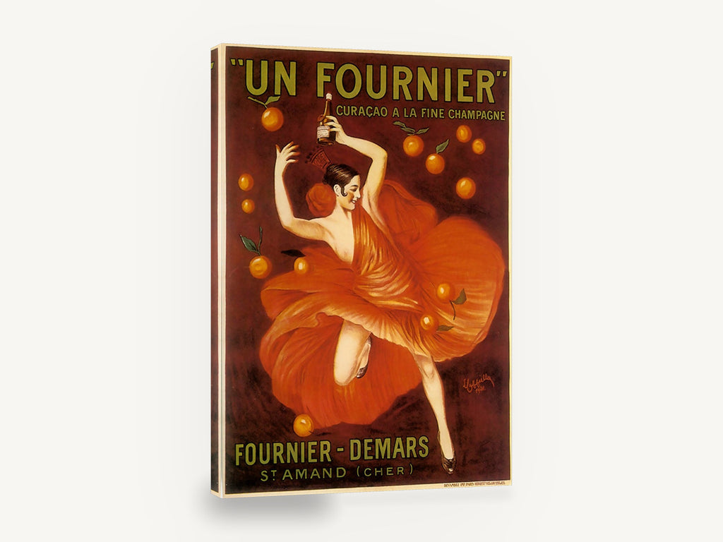 Dancing in Orange Silk, vintage curaçao liqueur advertising poster, stretched canvas wall art print ready to hang