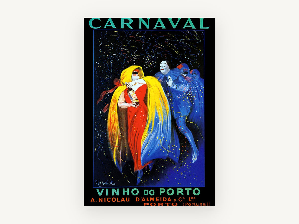 Carnaval Port Wine Revellers, vintage canvas wall art print, front view