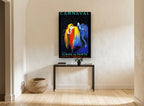 Carnaval Port Wine Revellers vintage canvas print on the wall of a hallway