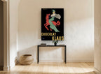 Green Rider Klaus vintage canvas print on the wall of a hallway
