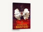 Two Hooded Smokers, vintage cigarettes bastos advertising poster, stretched canvas wall art print ready to hang