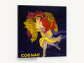 Dancing Grape Girl, vintage cognac grapes advertising poster, stretched canvas wall art print ready to hang