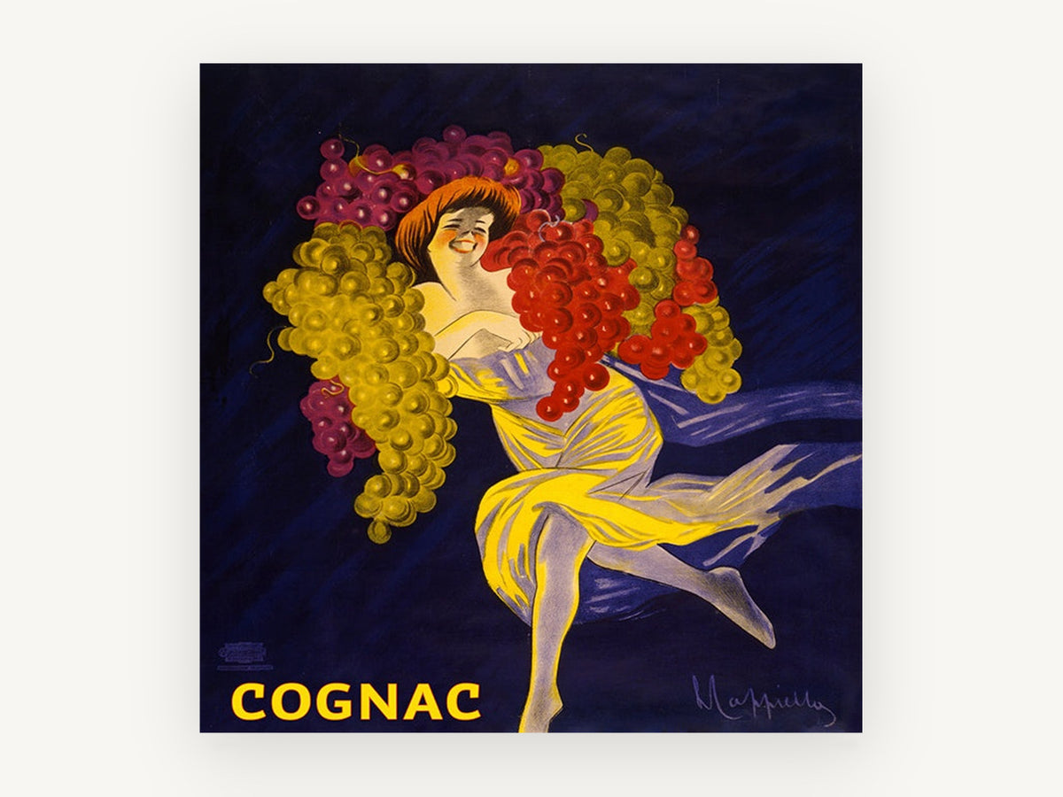 Dancing Grape Girl, vintage canvas wall art print, front view