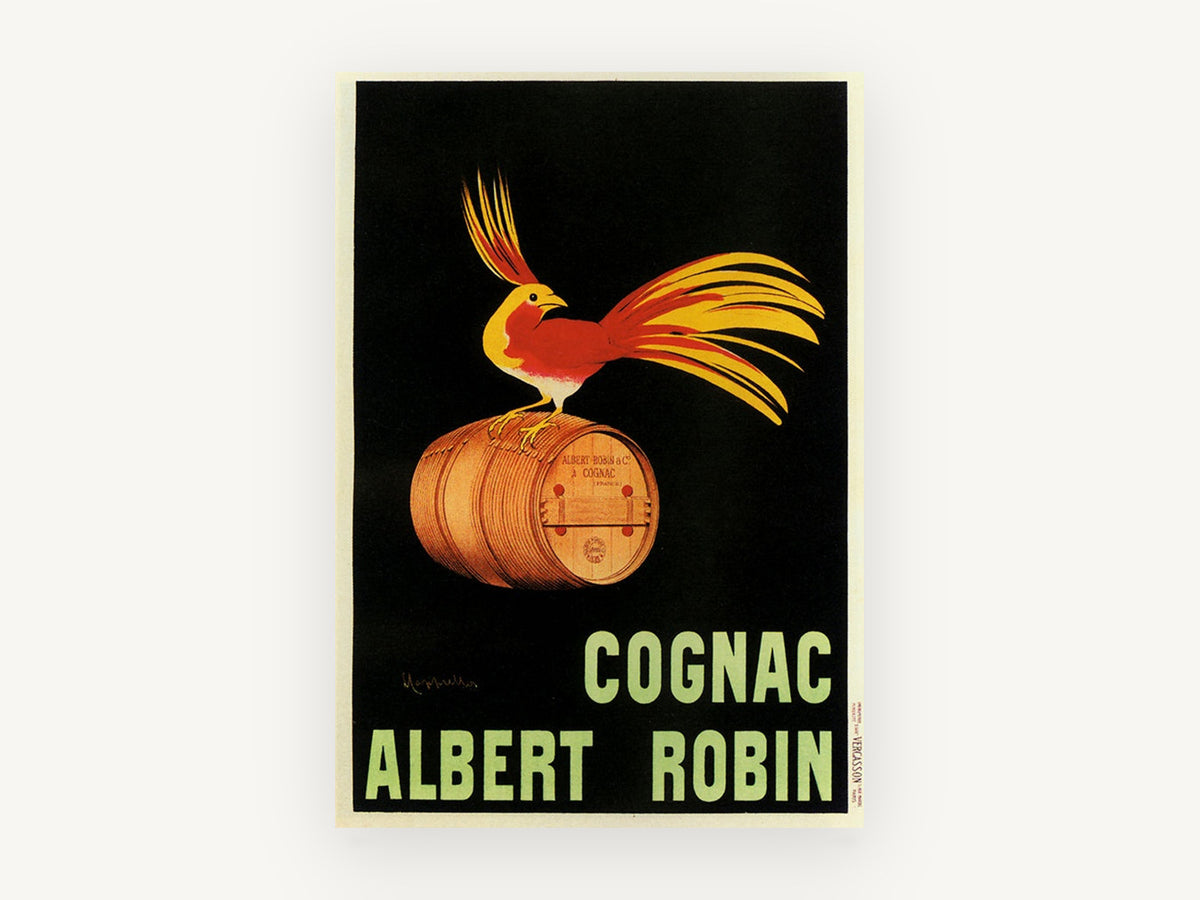 Golden Bird Cognac, vintage canvas wall art print, front view