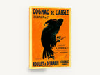 Eagle Holding Cognac, vintage cognac eagle advertising poster, stretched canvas wall art print ready to hang