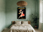 Delightful and Distinctive vintage canvas print on the wall of a bedroom