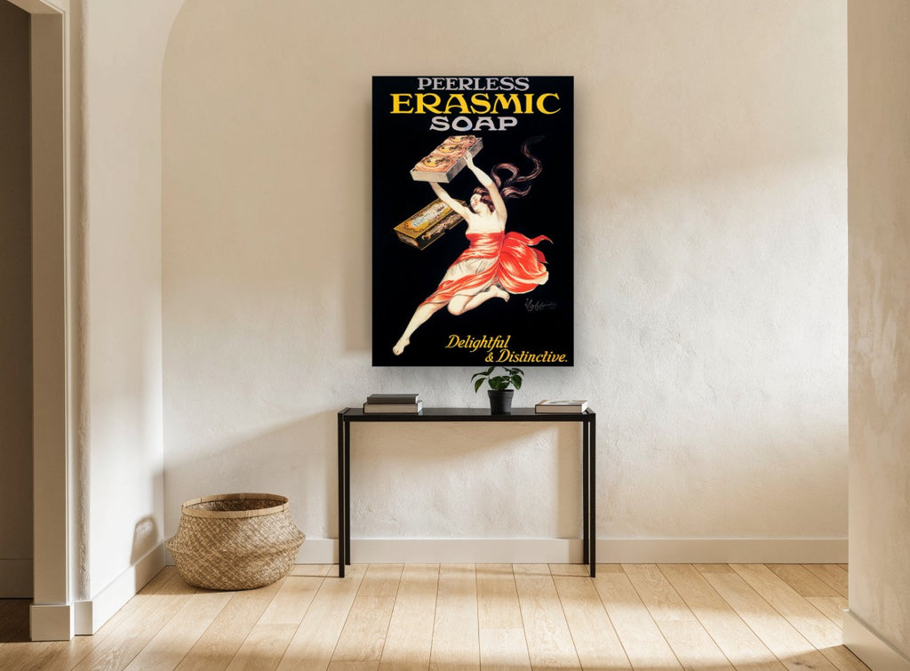 Delightful and Distinctive vintage canvas print on the wall of a hallway