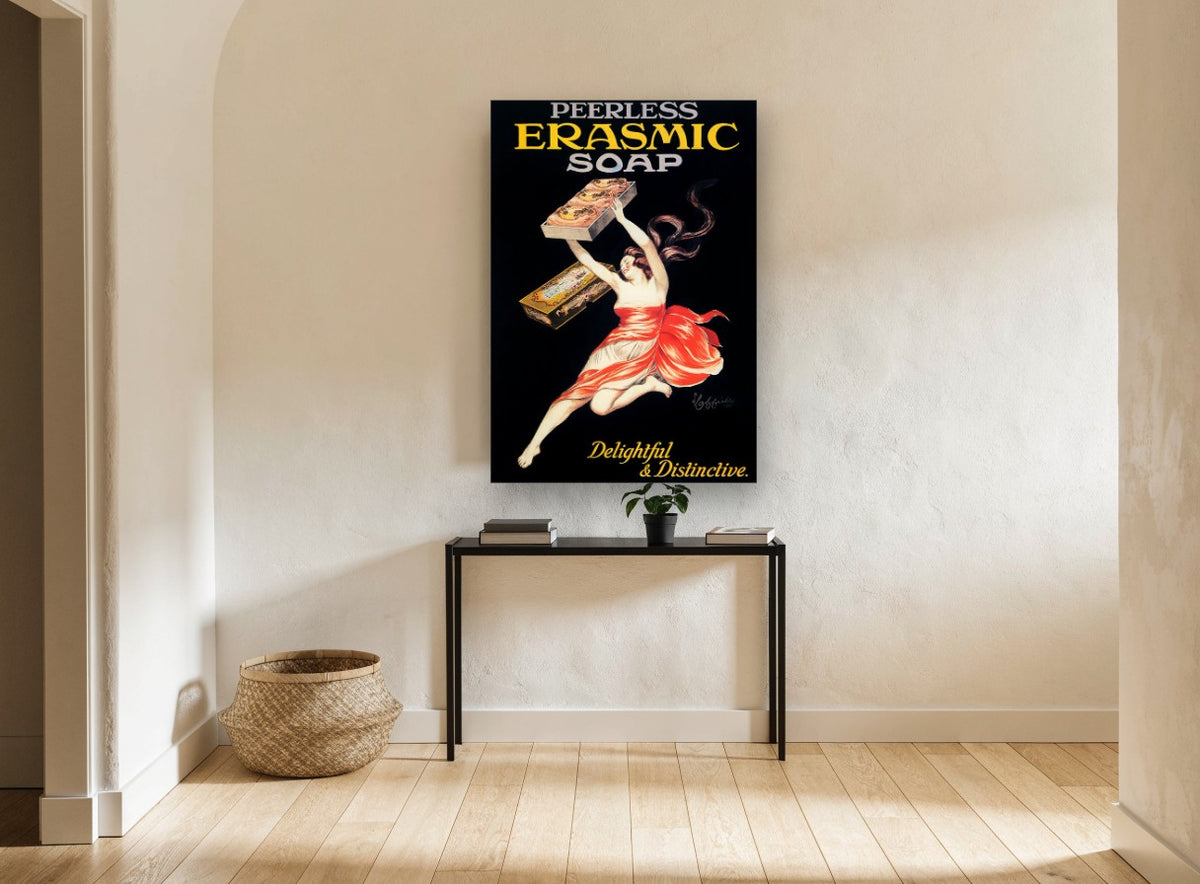 Delightful and Distinctive vintage canvas print on the wall of a hallway
