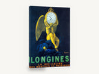 Winged Time Bearer, vintage longines pocket watch advertisement, stretched canvas wall art print ready to hang