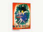 Menthe-Pastille Café Terrace, vintage french menthe-pastille drink advertisement, stretched canvas wall art print ready to hang