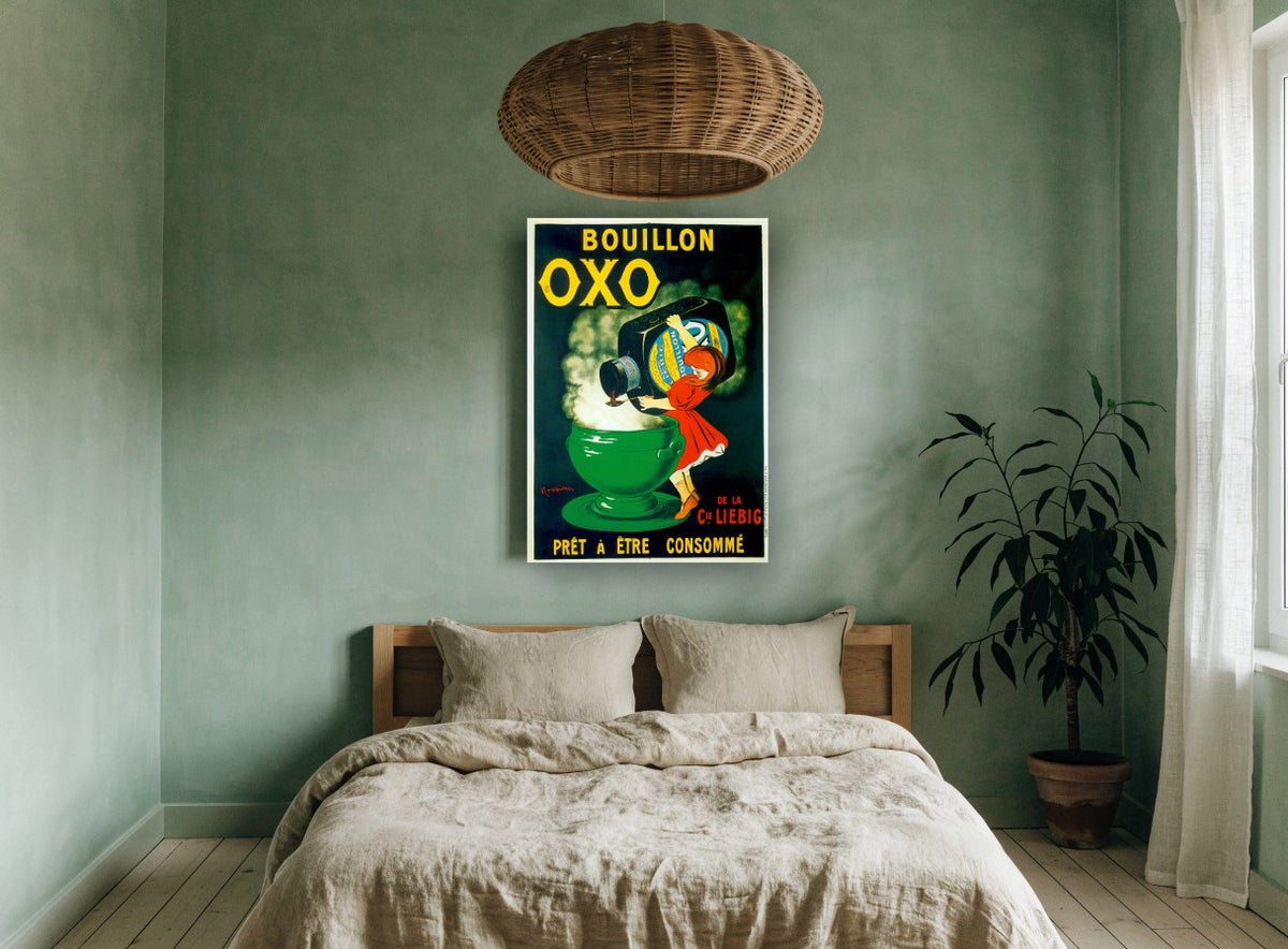 Oxo Soup Tureen Girl vintage canvas print on the wall of a bedroom