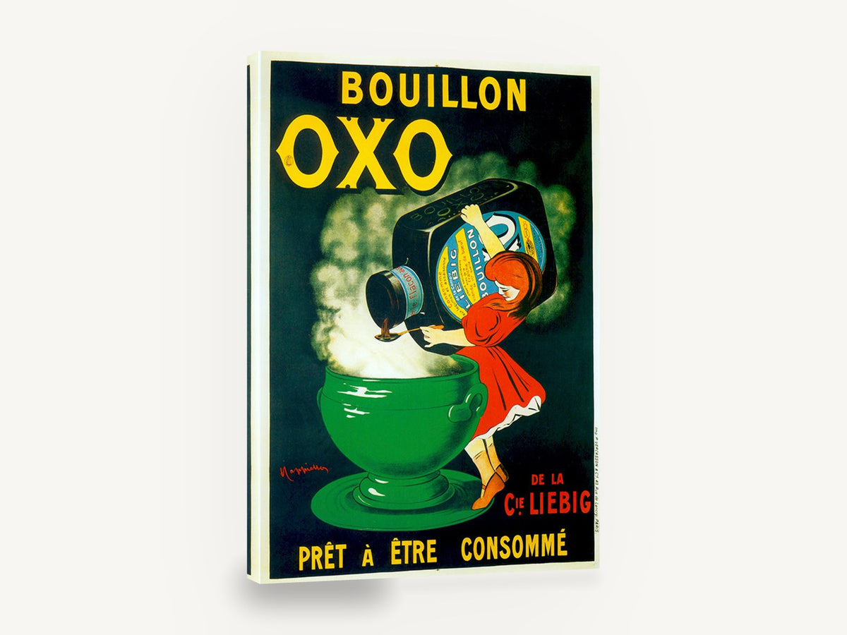 Oxo Soup Tureen Girl, vintage bouillon oxo french advertising poster, stretched canvas wall art print ready to hang