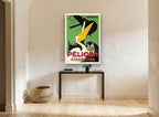 Smoking Pelican Advert vintage canvas print on the wall of a hallway