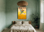 Andalucia Beach Chair vintage canvas print on the wall of a bedroom