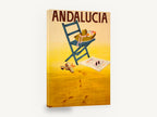 Andalucia Beach Chair, vintage andalucia beach travel poster, stretched canvas wall art print ready to hang