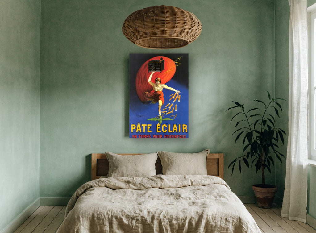 Pâte Éclair Stove Polish vintage canvas print on the wall of a bedroom