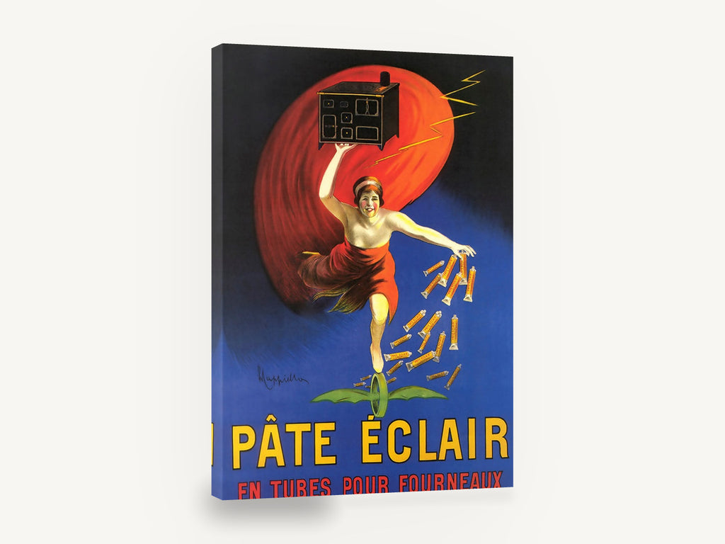Pâte Éclair Stove Polish, vintage pâte éclair stove advertising poster, stretched canvas wall art print ready to hang