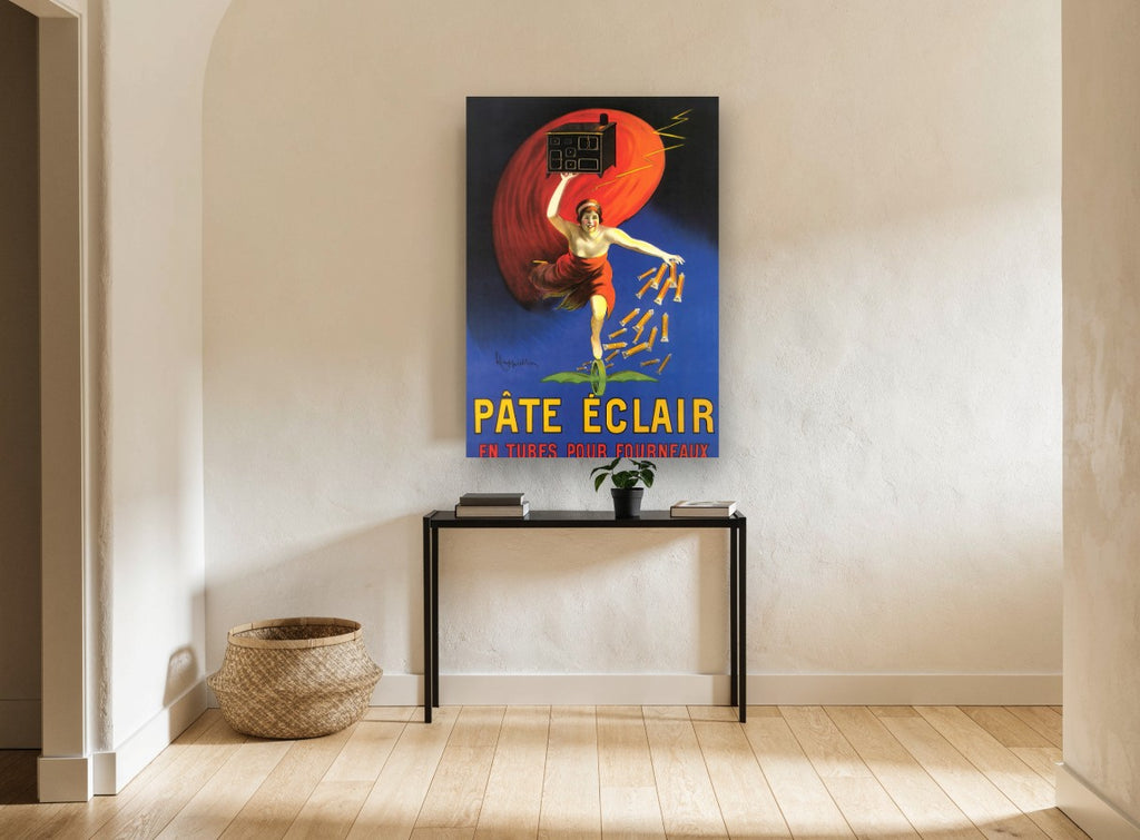 Pâte Éclair Stove Polish vintage canvas print on the wall of a hallway
