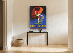 Pâte Éclair Stove Polish vintage canvas print on the wall of a hallway