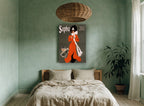 Sapho in Red vintage canvas print on the wall of a bedroom