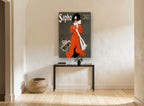 Sapho in Red vintage canvas print on the wall of a hallway