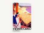 Monte-Carlo Courtside View, vintage monte carlo tennis travel poster, stretched canvas wall art print ready to hang