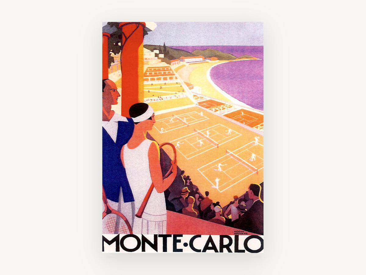 Monte-Carlo Courtside View, vintage canvas wall art print, front view
