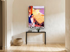 Monte-Carlo Courtside View vintage canvas print on the wall of a hallway