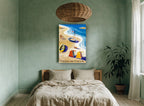 Plages de France vintage canvas print on the wall of a bedroom