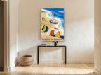 Plages de France vintage canvas print on the wall of a hallway