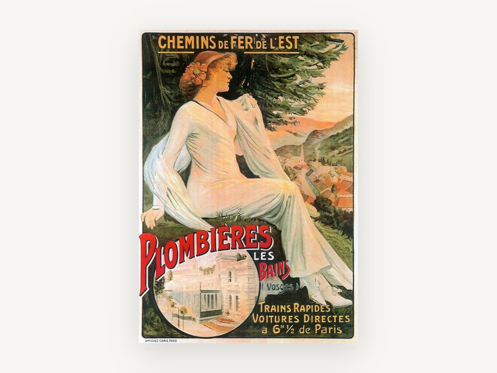 Plombières Les Bains, vintage canvas wall art print, front view