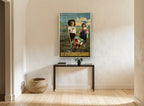 Helping Hoover Garden vintage canvas print on the wall of a hallway