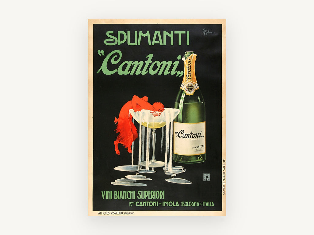 Spumanti Cantoni Overflow, vintage canvas wall art print, front view
