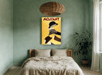 Three Hats Raised vintage canvas print on the wall of a bedroom