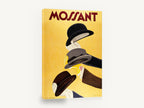 Three Hats Raised, vintage mossant hat advertising poster, stretched canvas wall art print ready to hang