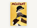 Three Hats Raised, vintage canvas wall art print, front view