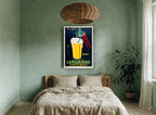 Frog at the Brasserie vintage canvas print on the wall of a bedroom