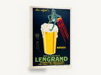 Frog at the Brasserie, vintage french beer advertising poster, stretched canvas wall art print ready to hang