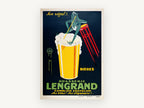 Frog at the Brasserie, vintage canvas wall art print, front view