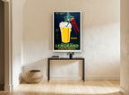 Frog at the Brasserie vintage canvas print on the wall of a hallway