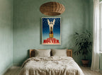 Starlit Cognac Angel vintage canvas print on the wall of a bedroom