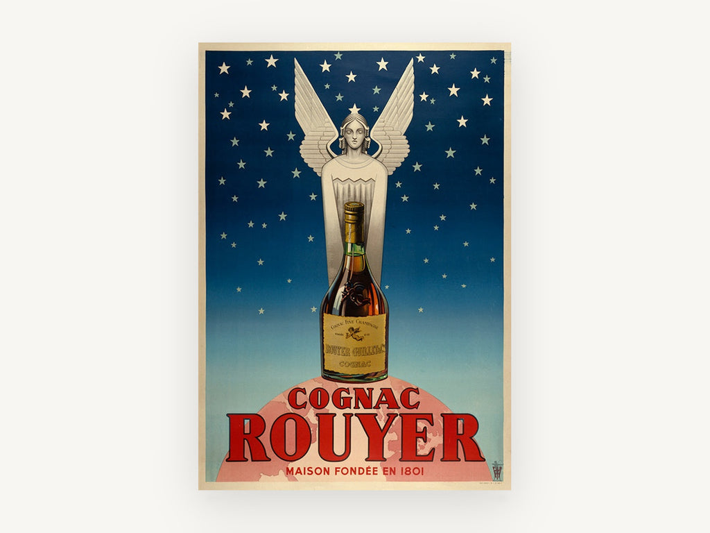 Starlit Cognac Angel, vintage canvas wall art print, front view