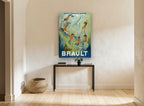 Mermaids in the Glass vintage canvas print on the wall of a hallway