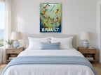 Mermaids in the Glass vintage canvas print on the wall of a coastal bedroom