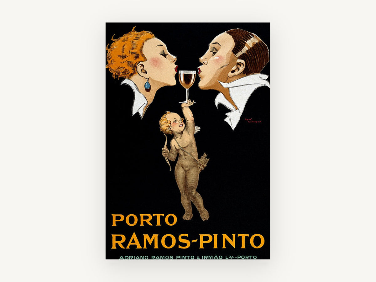 Cupid's Glass of Port, vintage canvas wall art print, front view