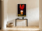 Red Rooster Beer Glass vintage canvas print on the wall of a hallway